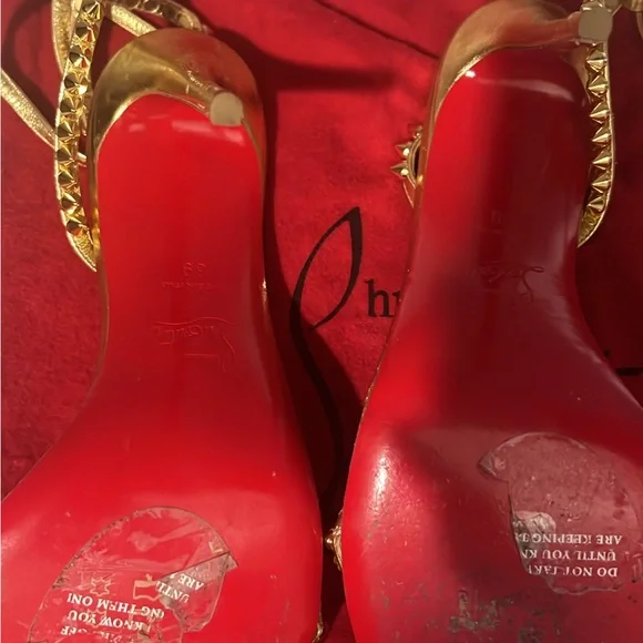 Christian Louboutin "So Me" Spiked Metallic Gold Heels - Picture 9 of 12